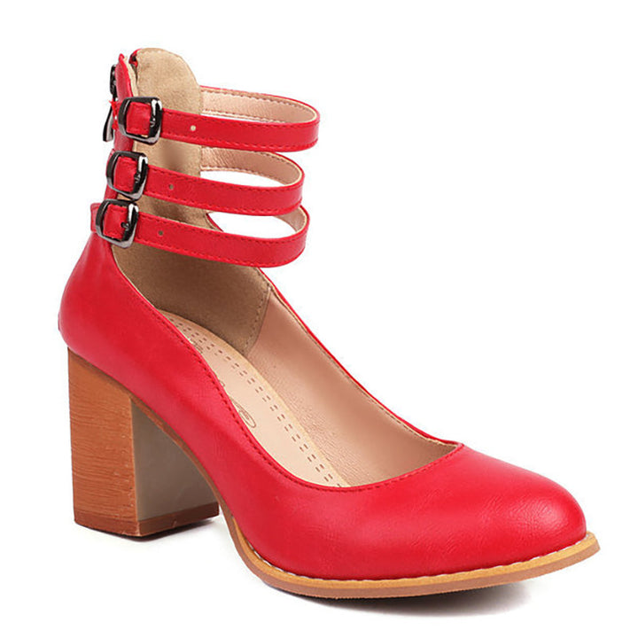Matilda - Elegant smooth sandals with ankle straps and thick heels for a sophisticated look