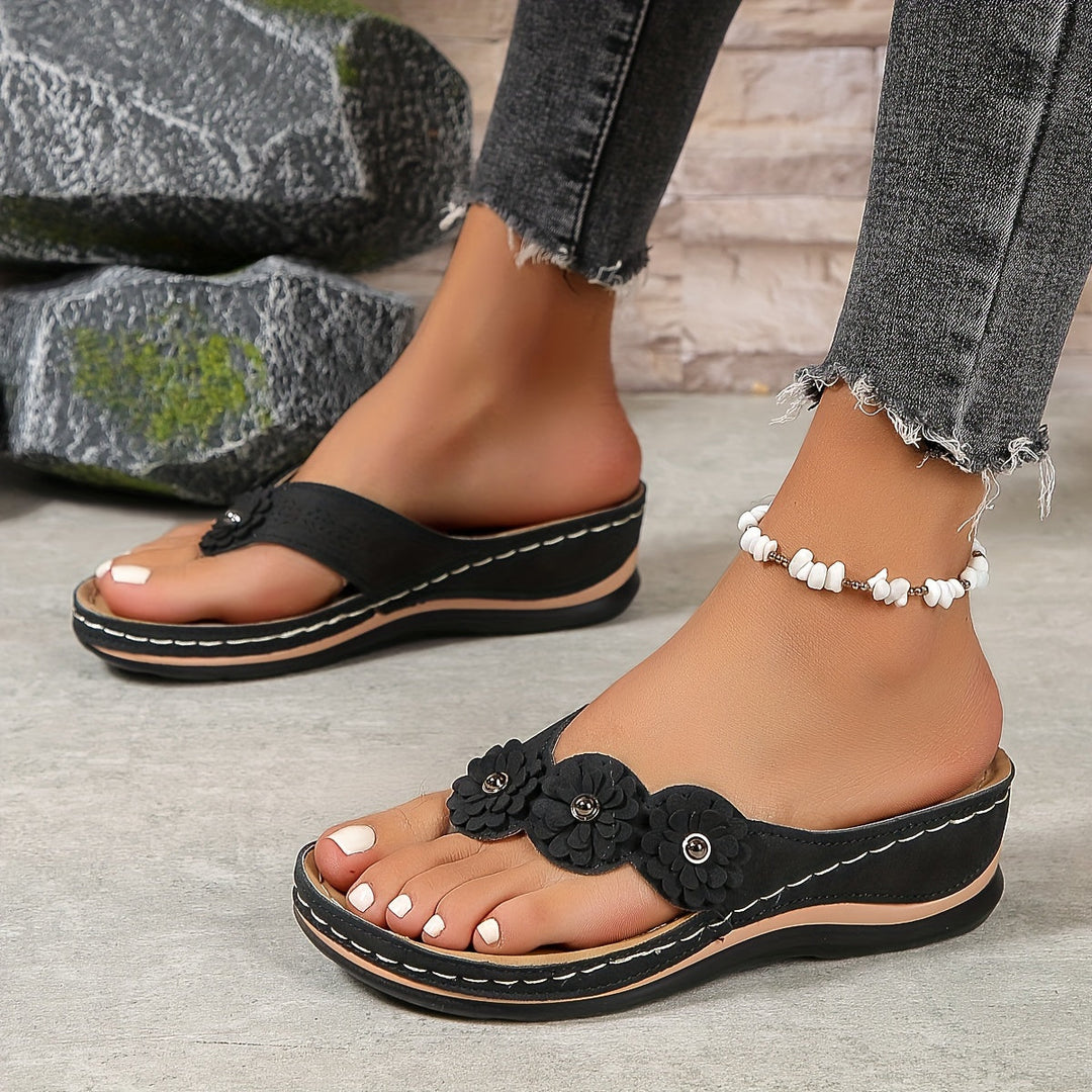 Daisy - Floral Comfort Wedge Sandals