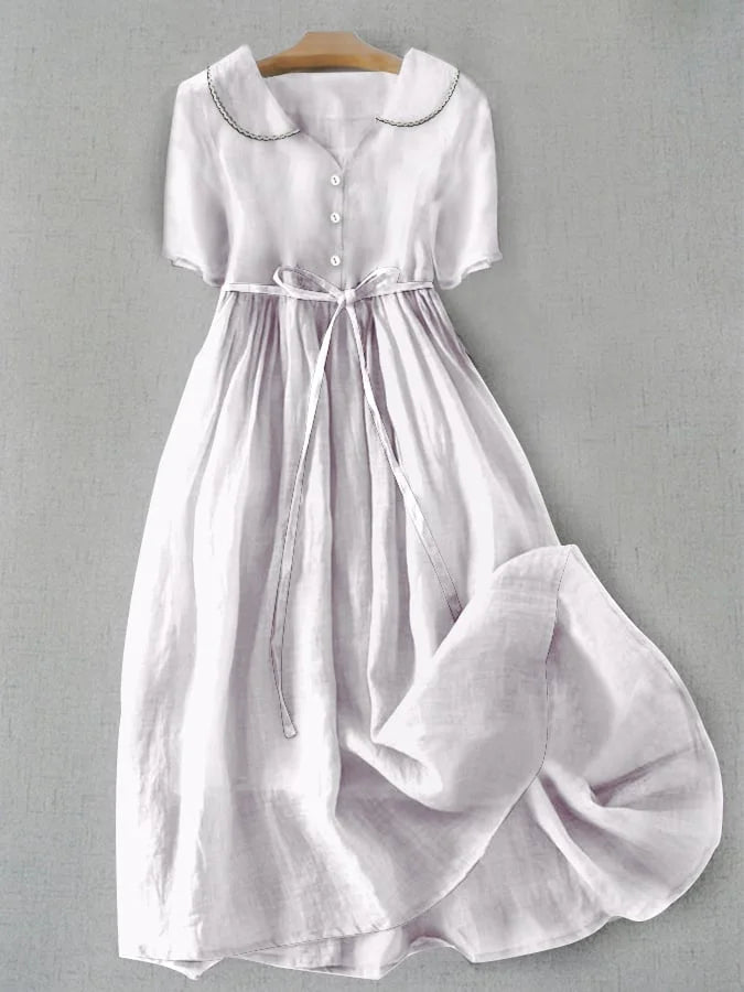 Ailani- Elegant midi dress made of cotton and linen
