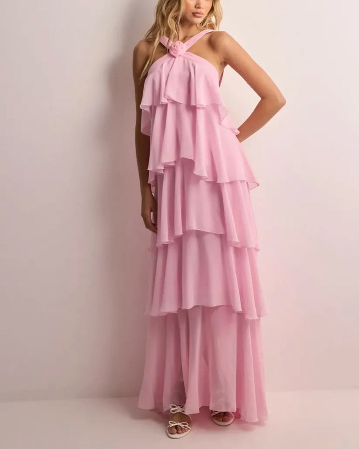Xivanae - Ruffle Backless Maxi Dress