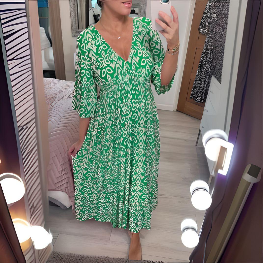 Isolde - Summer Embrace with Ruffled Sleeves and Long Beach Dress