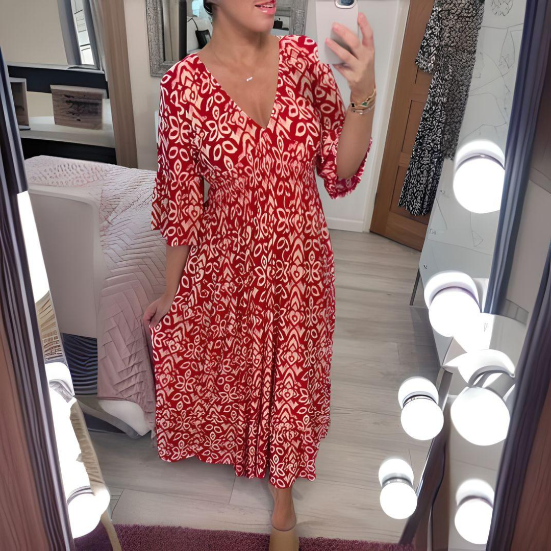 Isolde - Summer Embrace with Ruffled Sleeves and Long Beach Dress