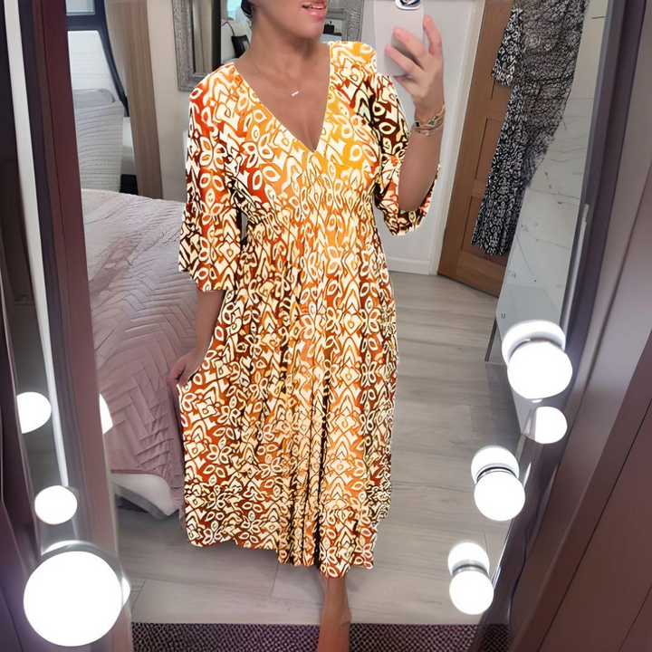 Isolde - Summer Embrace with Ruffled Sleeves and Long Beach Dress