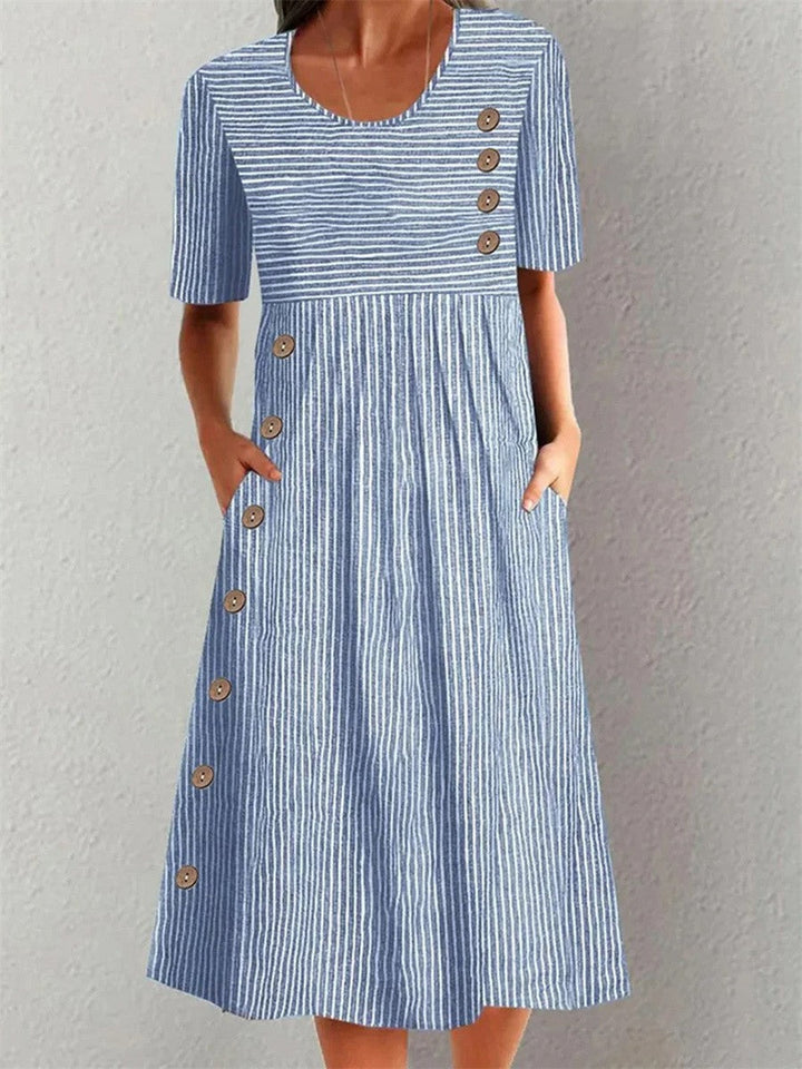 Novara - Striped midi dress with an elegant fit