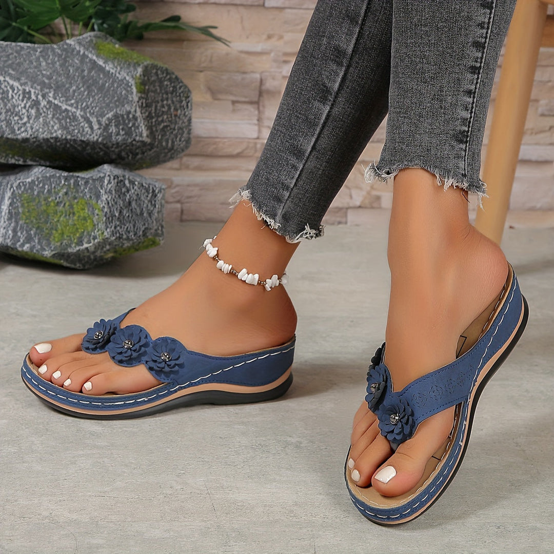Daisy - Floral Comfort Wedge Sandals