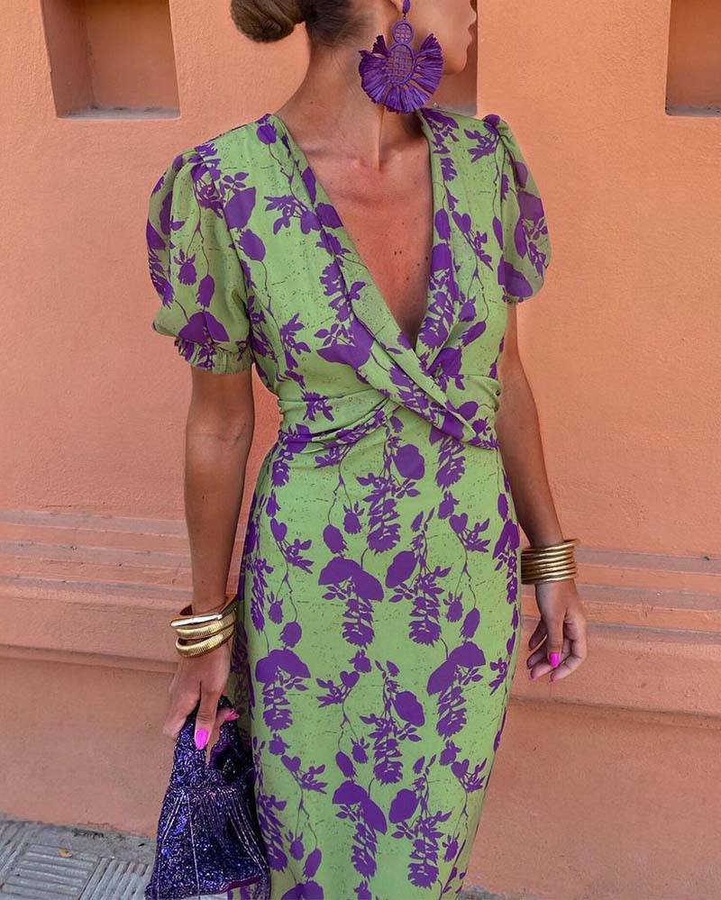Brienna - Women's Elegant Pleated Floral Boho Dress Perfect for Summer and Casual Outings
