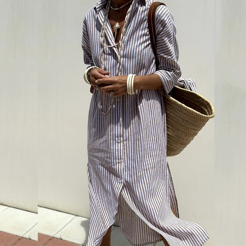 Zianah – Breezy Striped Shirt Dress