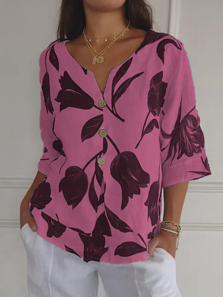 Verity -  Floral Button-Up Blouse