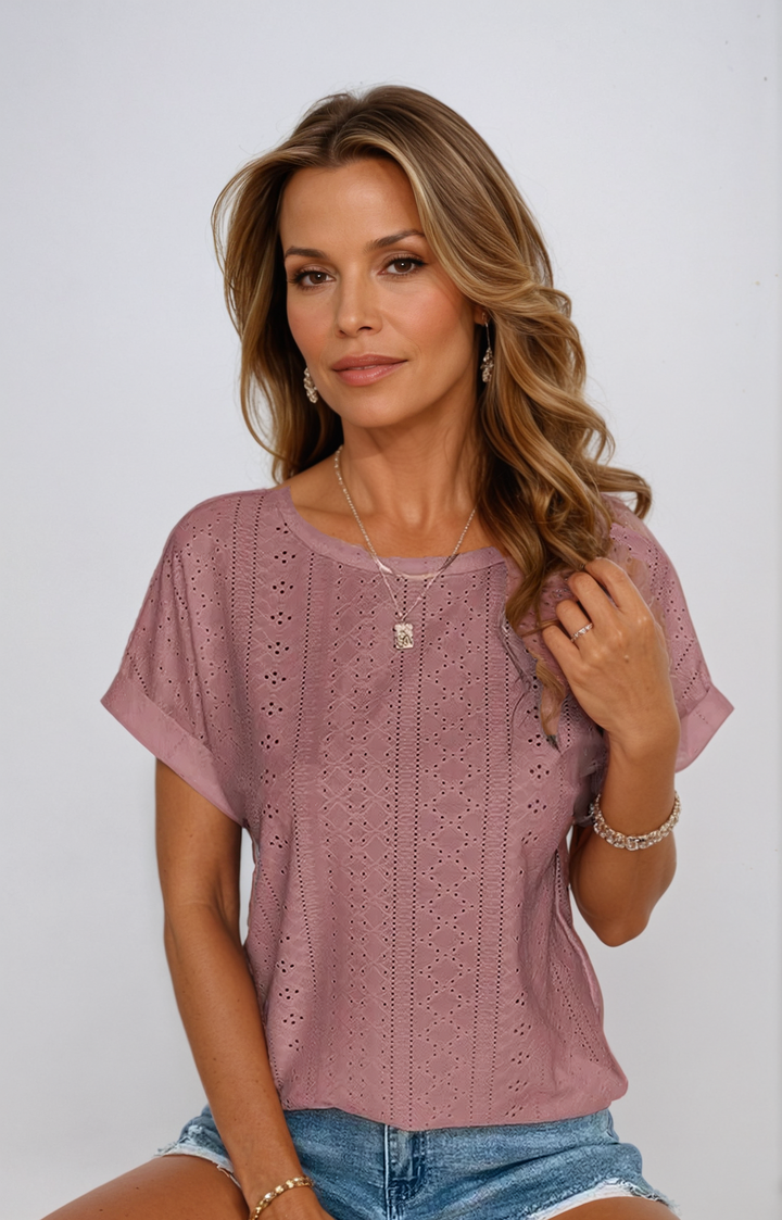 Winona -  Casual Eyelet Top