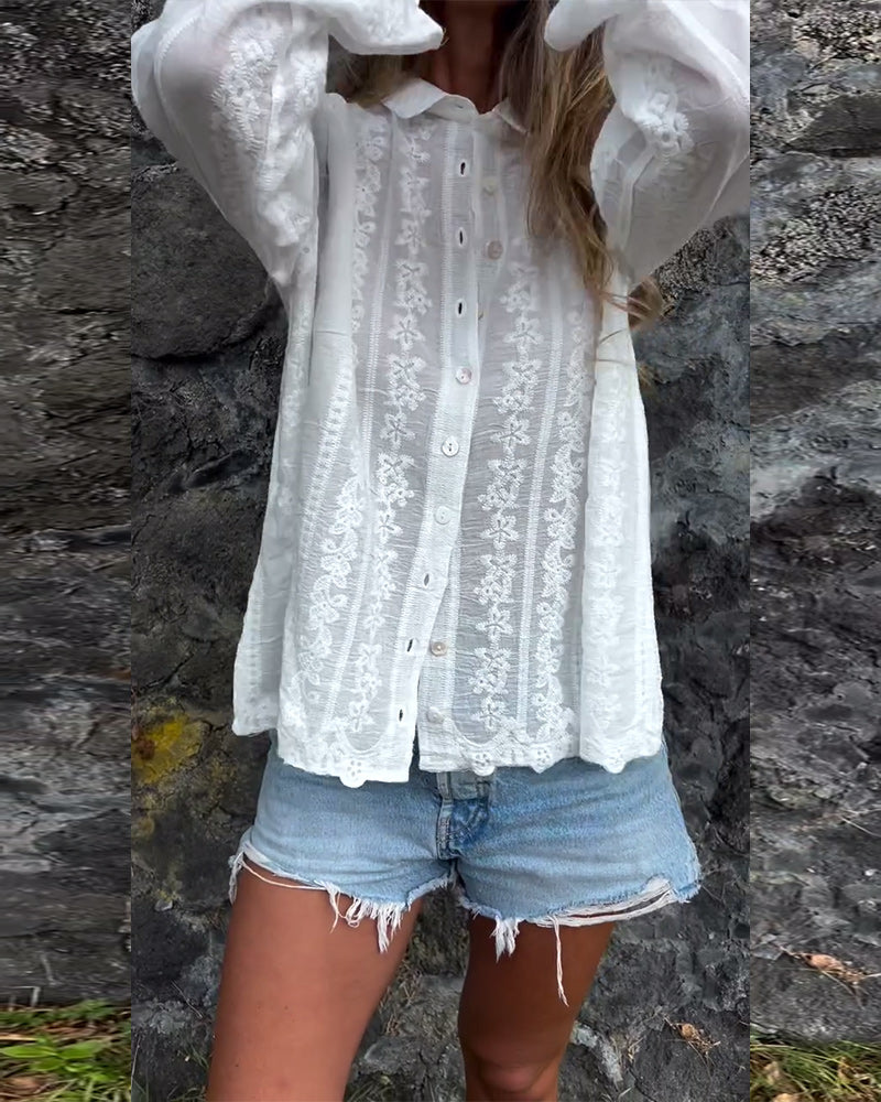 Sabella -  Button-Up Polo Shirt
