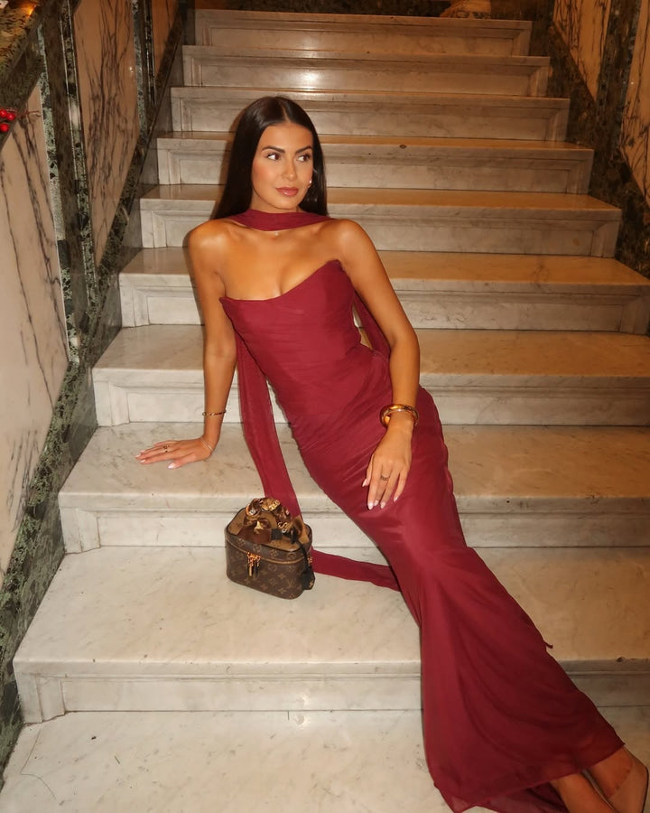 Deloraen - Strapless Bodycon Maxi Dress