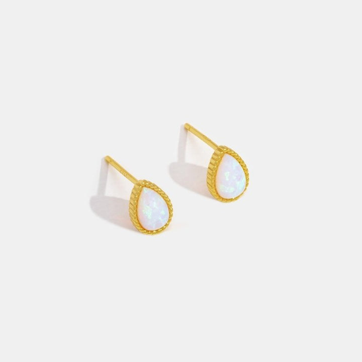 Golden drop gemstone earrings