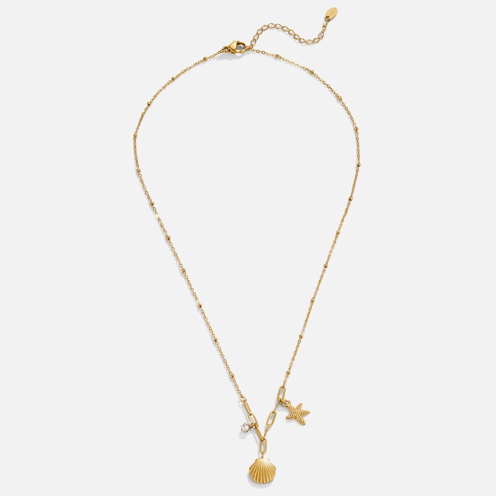 Golden shell and starfish necklace