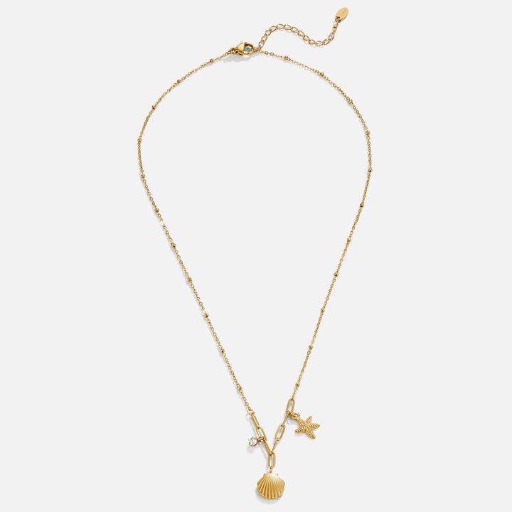 Golden shell and starfish necklace