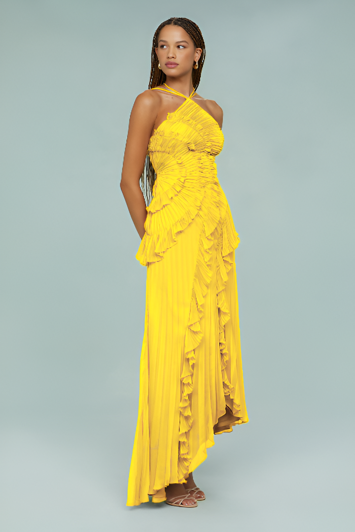 Olivia - Pleated ruffle gown