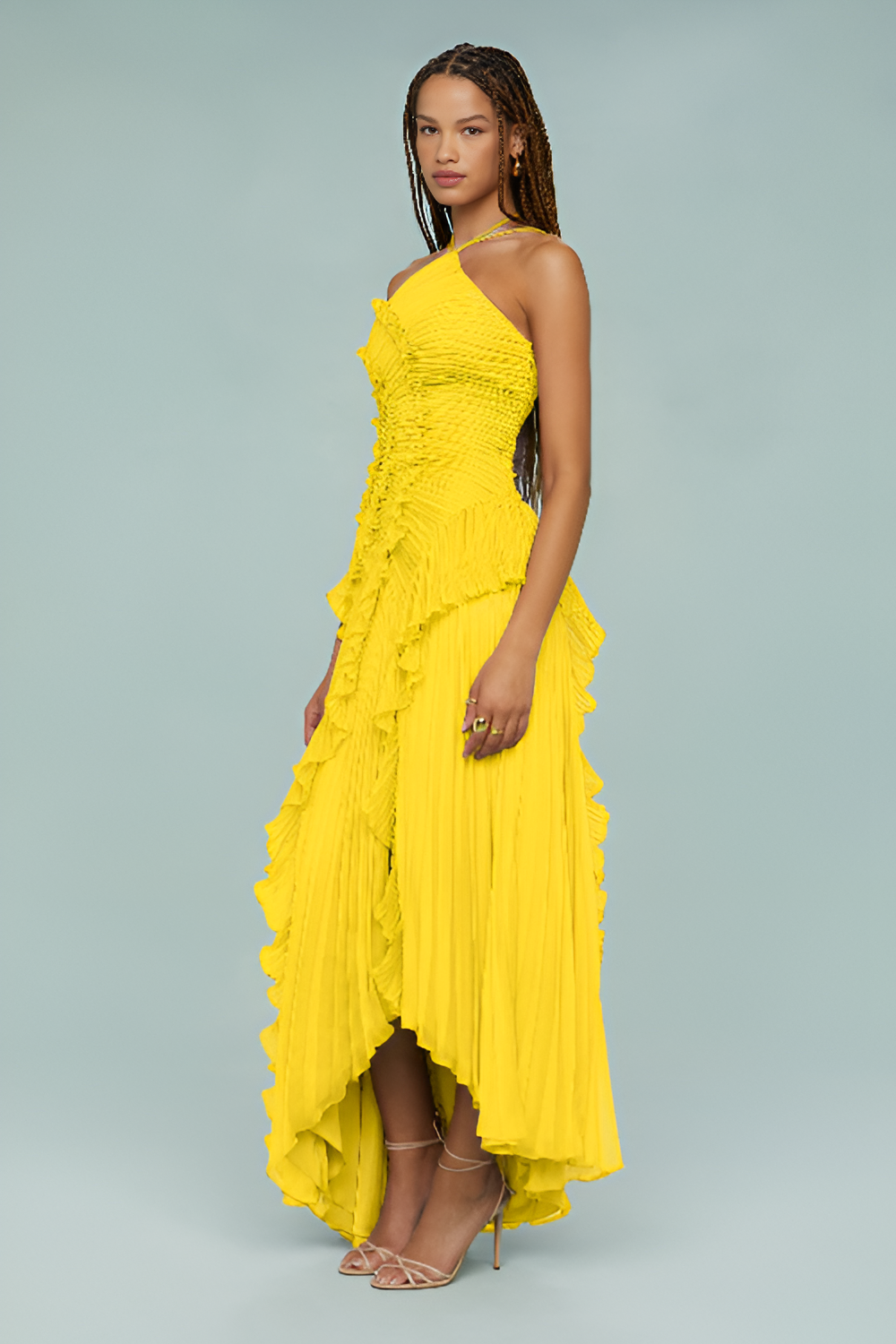 Olivia - Pleated ruffle gown