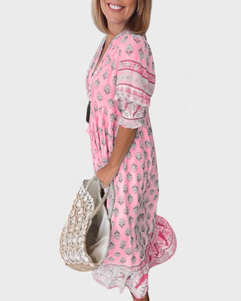 Caelinn - Boho Button Dress
