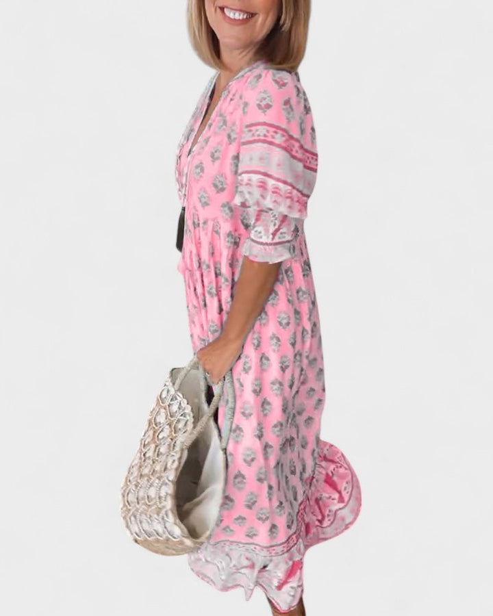 Caelinn - Boho Button Dress