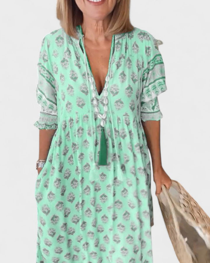 Caelinn - Boho Button Dress