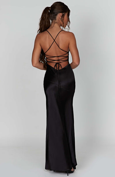 Zoe - Satin Slit Maxi Dress