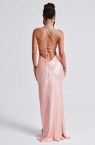 Zoe - Satin Slit Maxi Dress