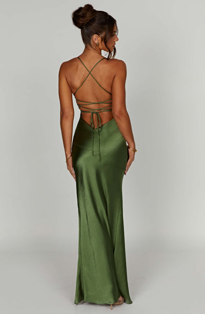 Zoe - Satin Slit Maxi Dress