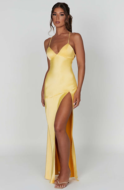 Zoe - Satin Slit Maxi Dress