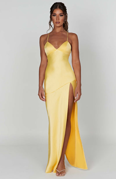 Zoe - Satin Slit Maxi Dress
