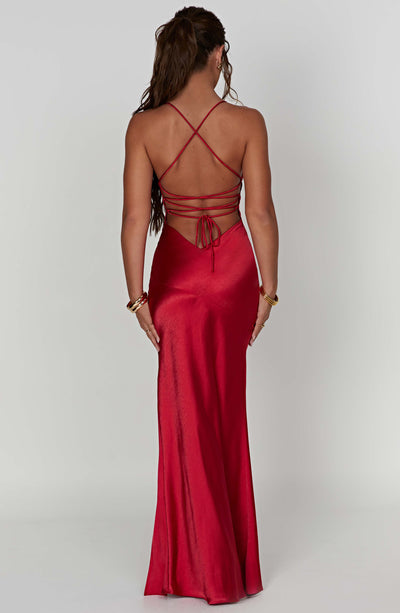 Zoe - Satin Slit Maxi Dress