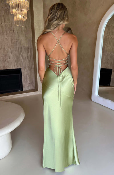 Zoe - Satin Slit Maxi Dress