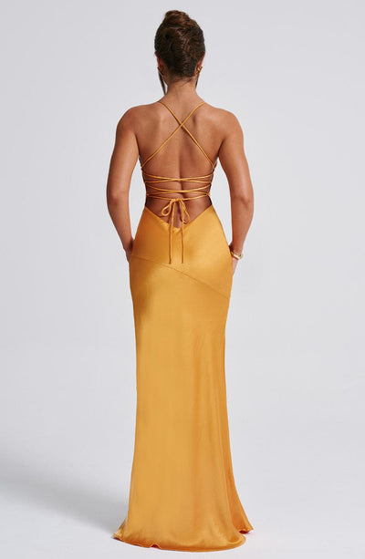 Zoe - Satin Slit Maxi Dress