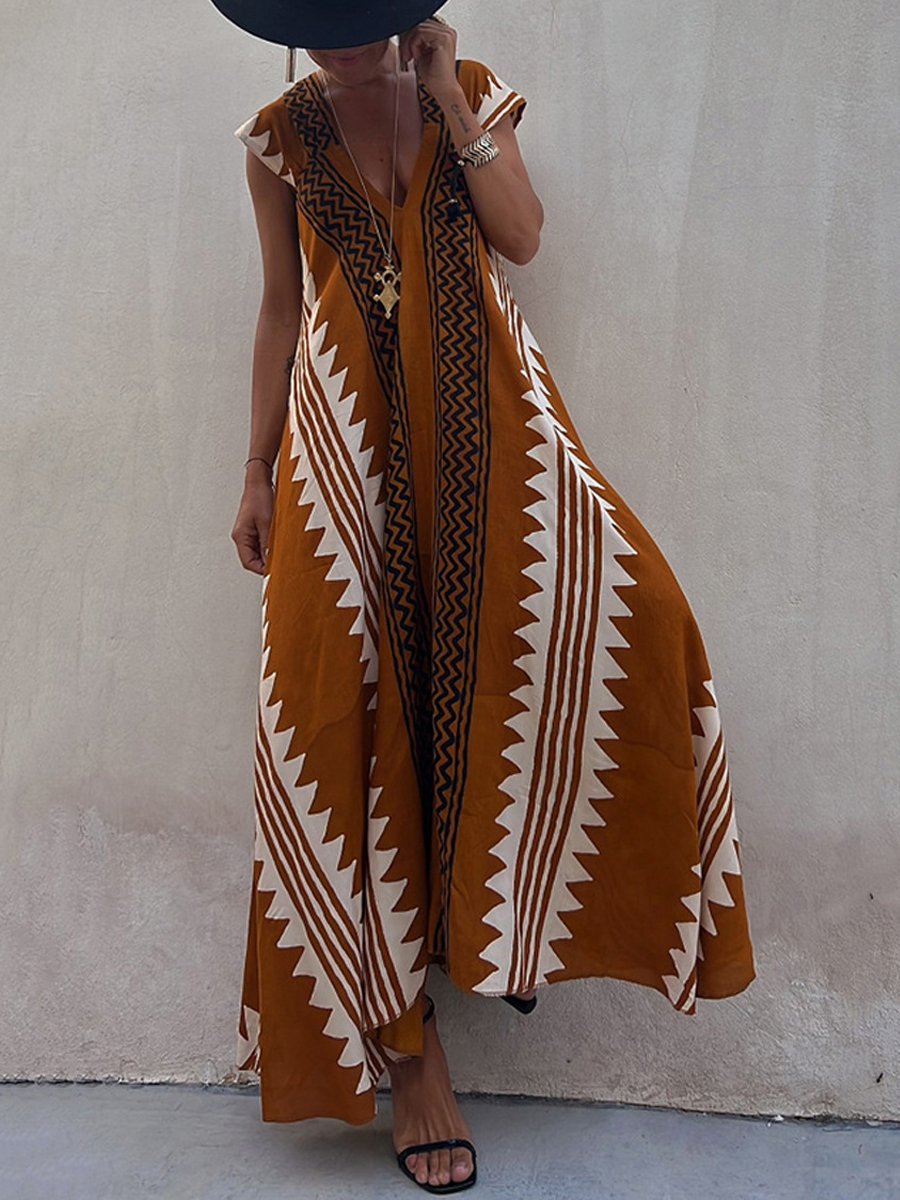 Winter – Boho V-Neck Maxi Dress