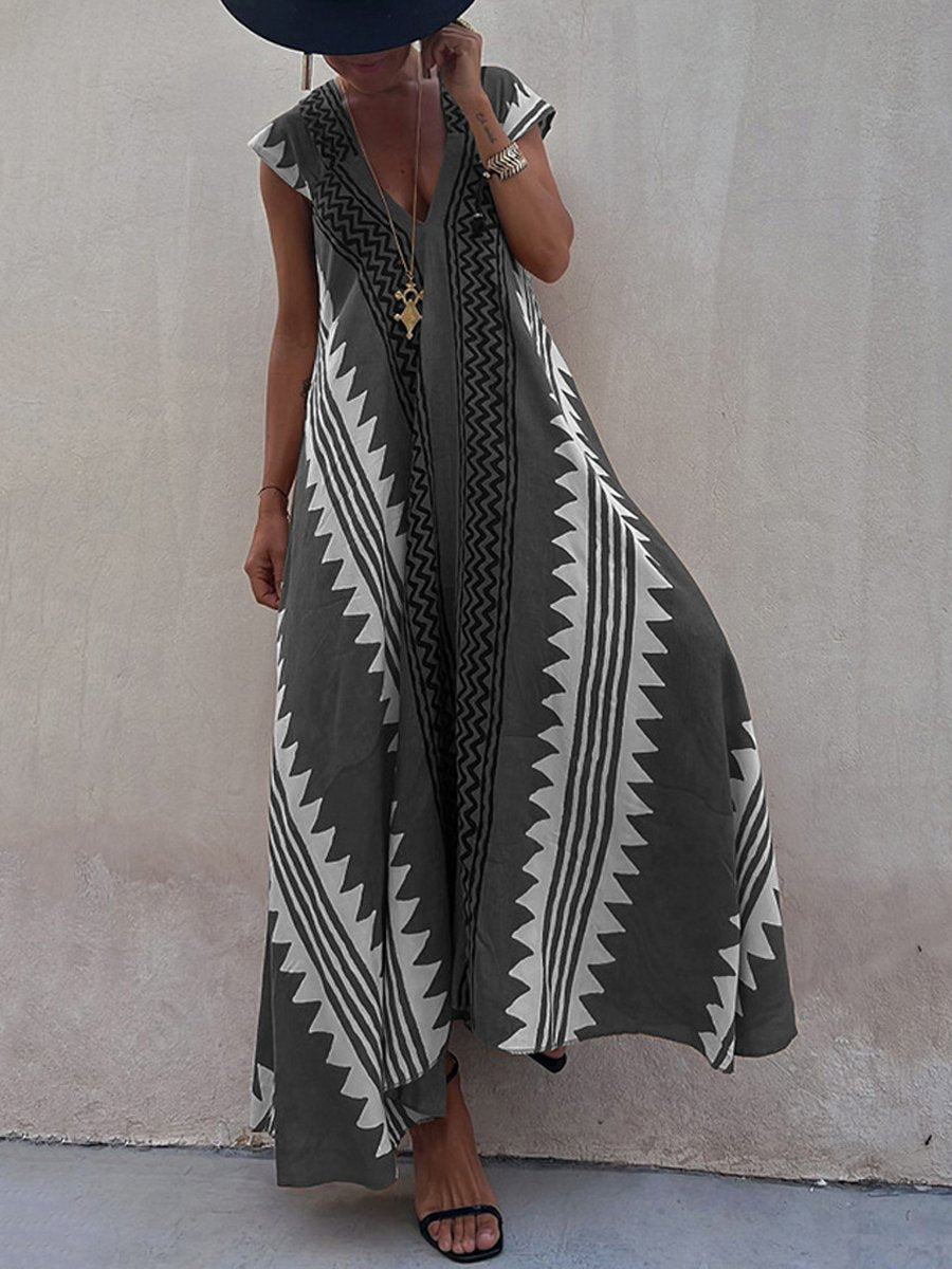 Winter – Boho V-Neck Maxi Dress