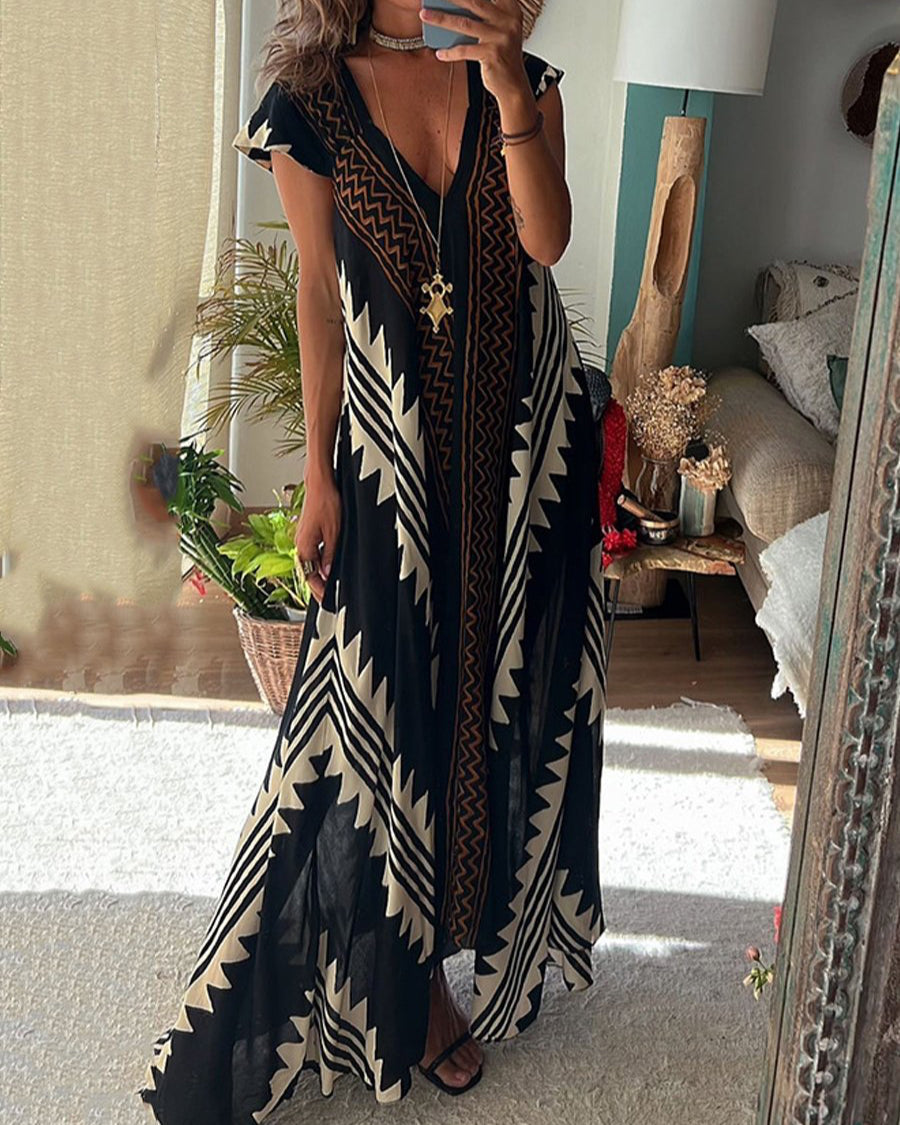 Winter – Boho V-Neck Maxi Dress