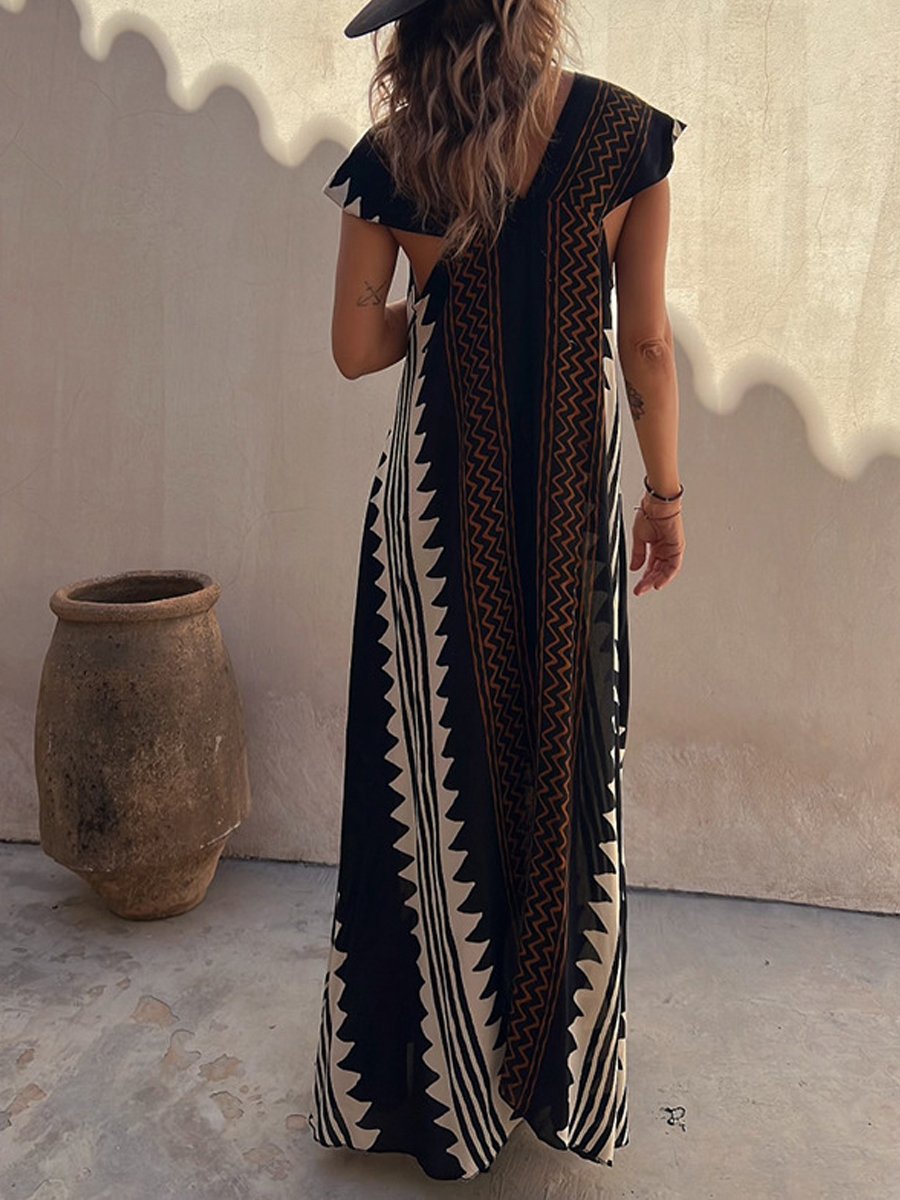 Winter – Boho V-Neck Maxi Dress