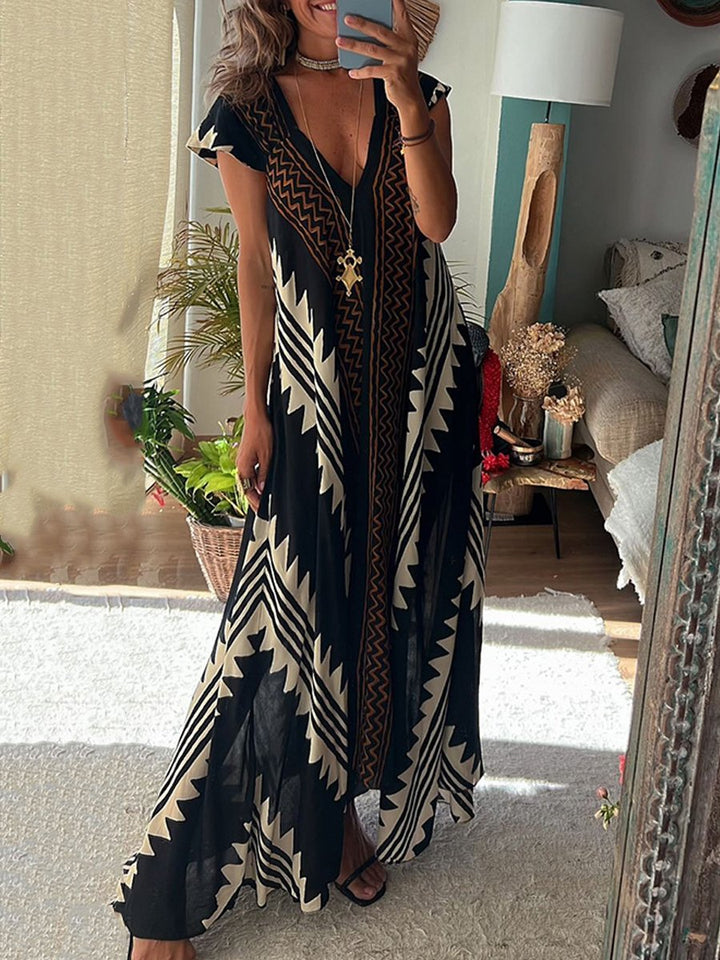 Winter – Boho V-Neck Maxi Dress