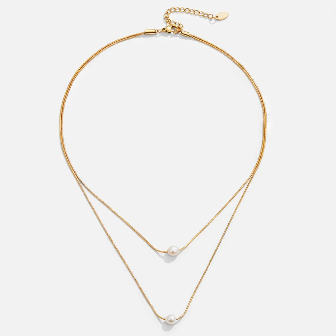Layered necklace with freshwater pearls