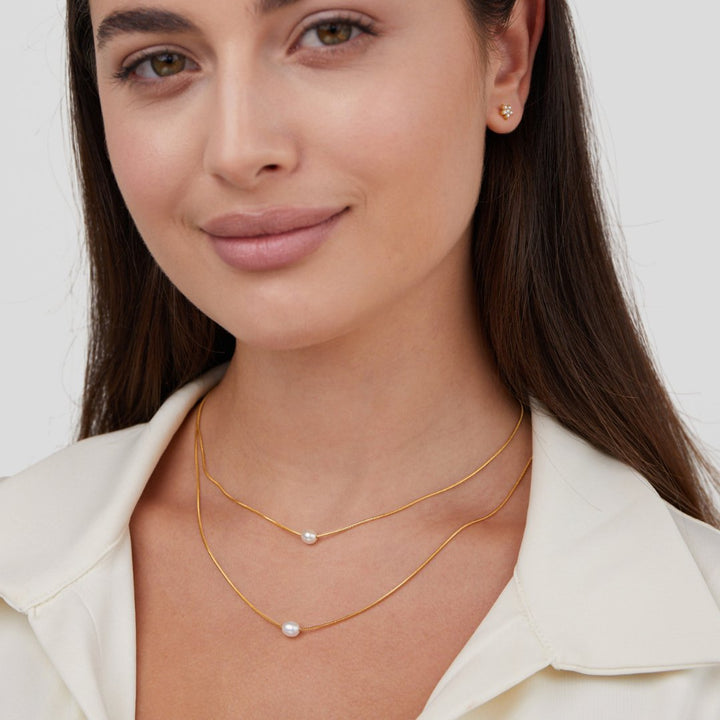 Layered necklace with freshwater pearls