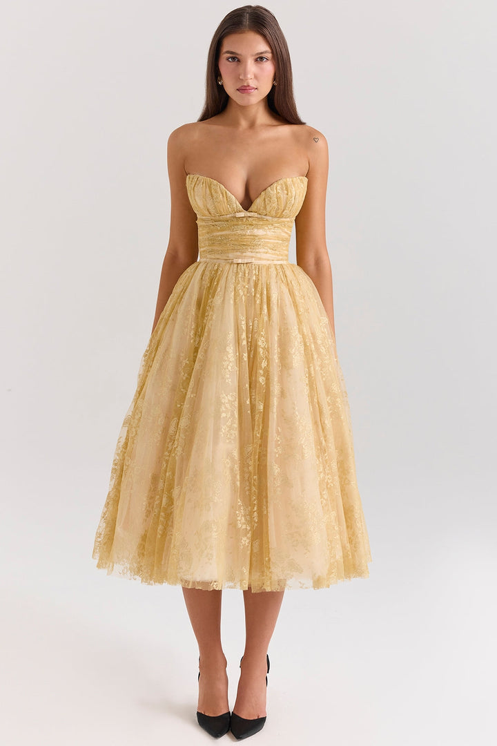 Millie - Golden Corset Dress