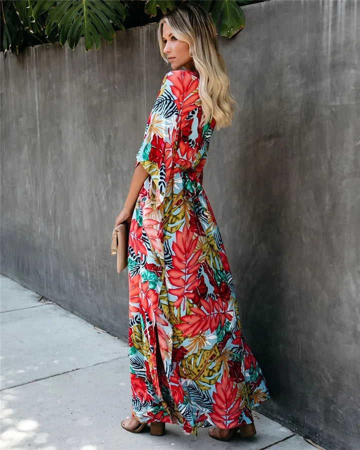 Elleryn - Chic Boho Breeze Kimono Maxi Dress for Effortless Style