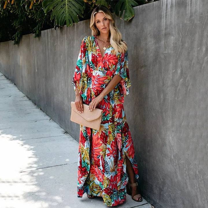 Elleryn - Chic Boho Breeze Kimono Maxi Dress for Effortless Style