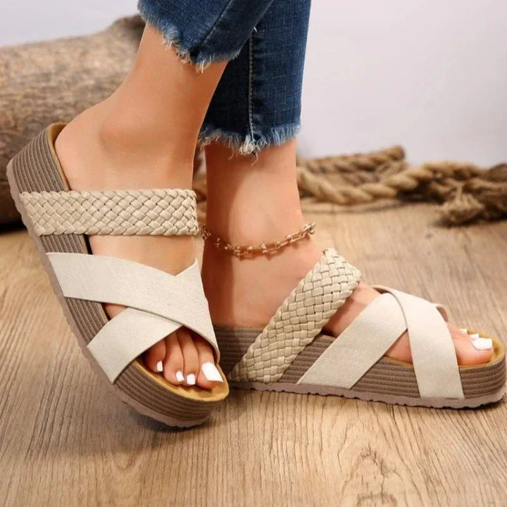 Camila - Woven Cross Strap Sandals