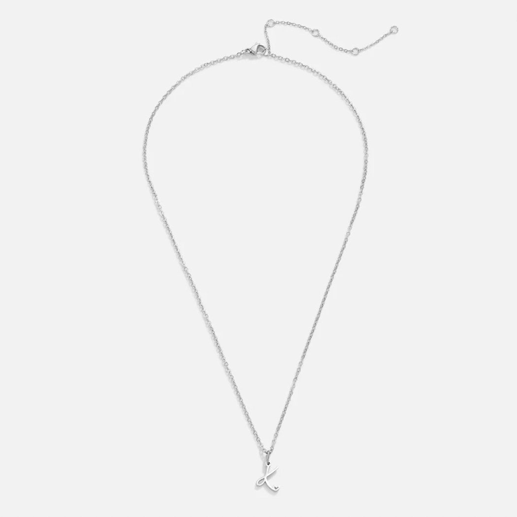Silver letter heart necklace
