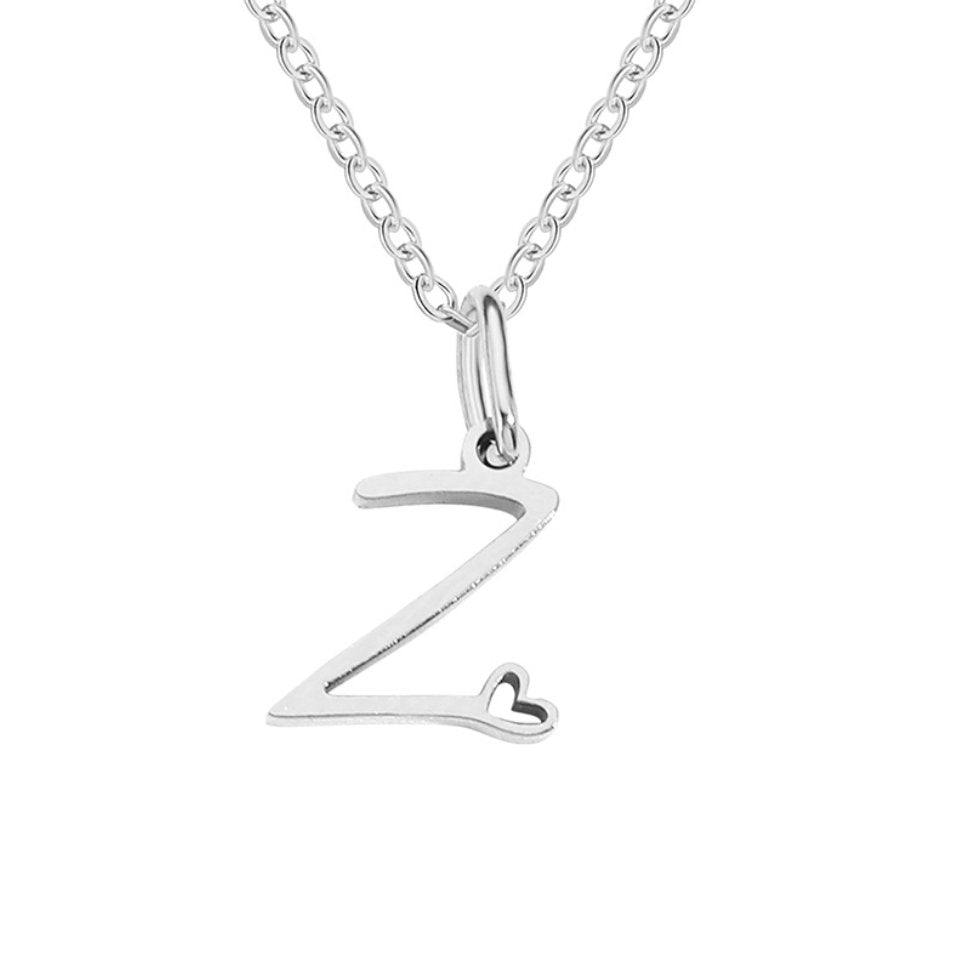 Silver letter heart necklace