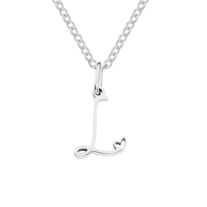 Silver letter heart necklace
