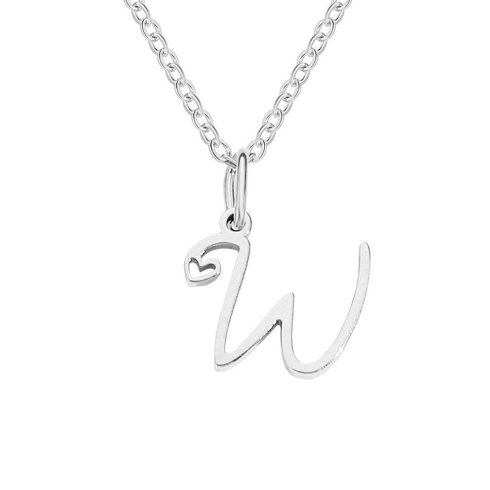 Silver letter heart necklace