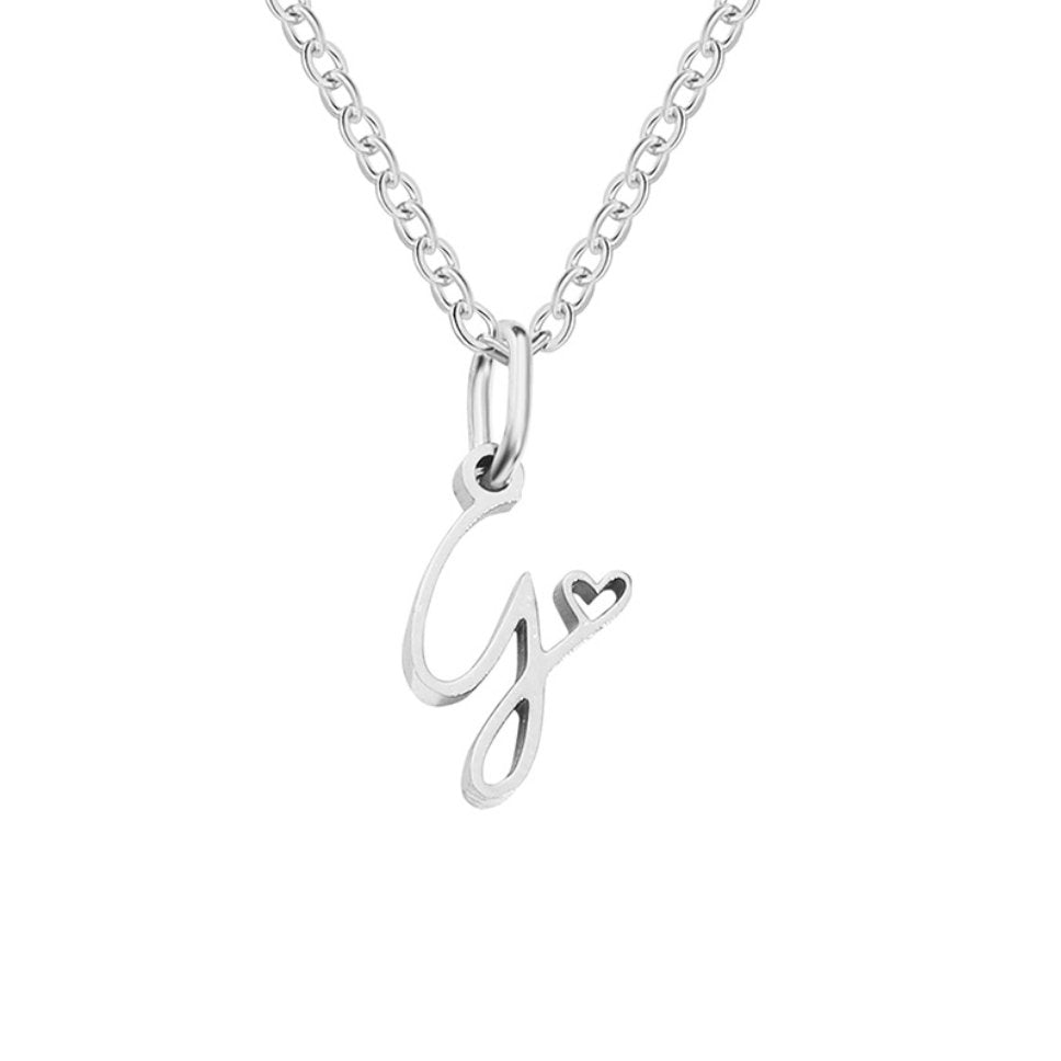 Silver letter heart necklace