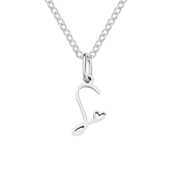 Silver letter heart necklace