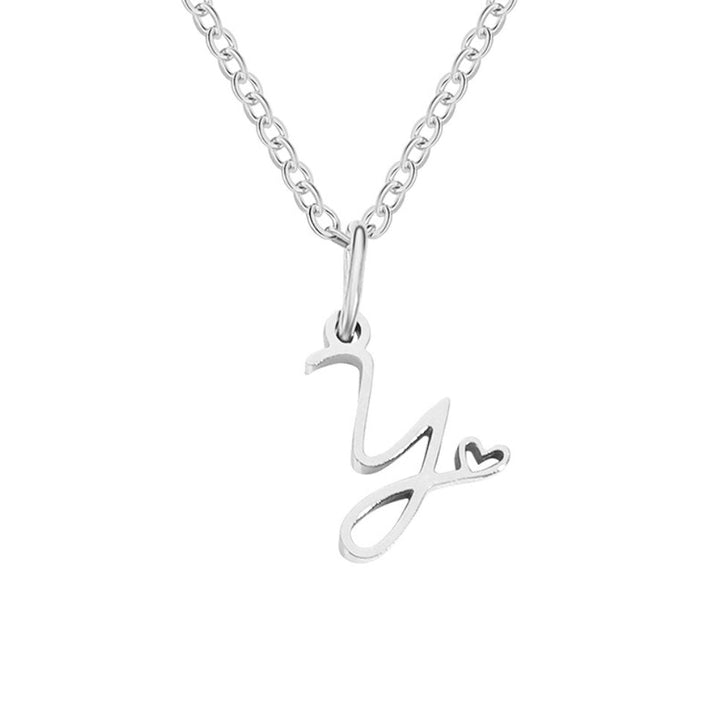 Silver letter heart necklace