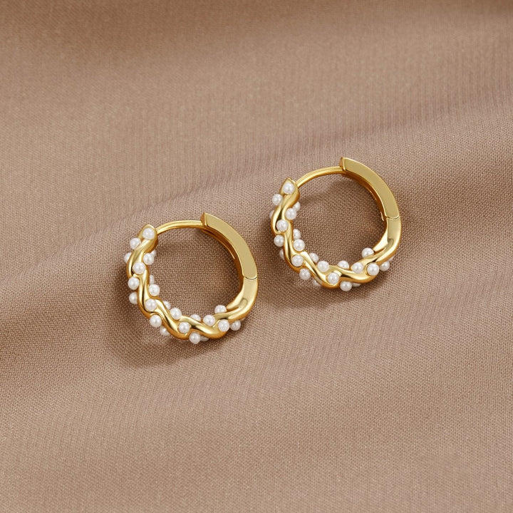 Pale Pearl Hoop Earrings